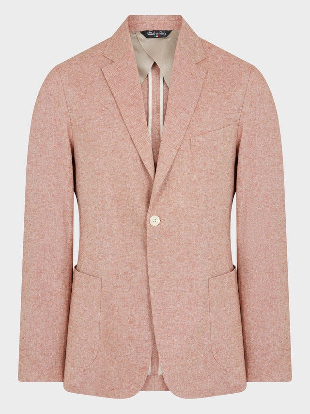 Veste coordonnable Regular en coton et lin unis terracotta