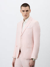 Veste coordonnable Slim en lin rose