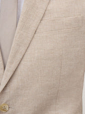 Veste Coordonnable Regular En Lin Et Coton Beige Clair Prince De Galles