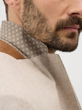 Veste Coordonnable Regular En Lin Et Coton Beige Clair Prince De Galles