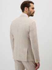 Veste Coordonnable Regular En Lin Et Coton Beige Clair Prince De Galles