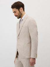 Veste coordonnable Regular en lin et coton beige clair Prince de Galles