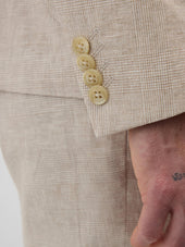 Veste Coordonnable Regular En Lin Et Coton Beige Clair Prince De Galles