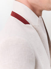 Veste Coordonnable Slim En Lin Beige Prince De Galles