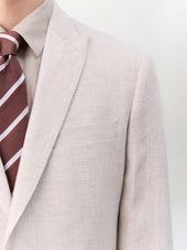 Veste Coordonnable Slim En Lin Beige Prince De Galles