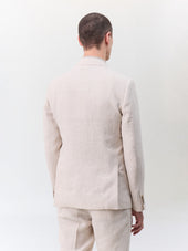 Veste Coordonnable Slim En Lin Beige Prince De Galles