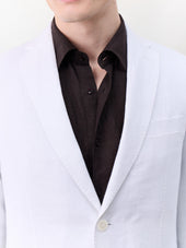 Veste Coordonnable Slim En Lin Blanc