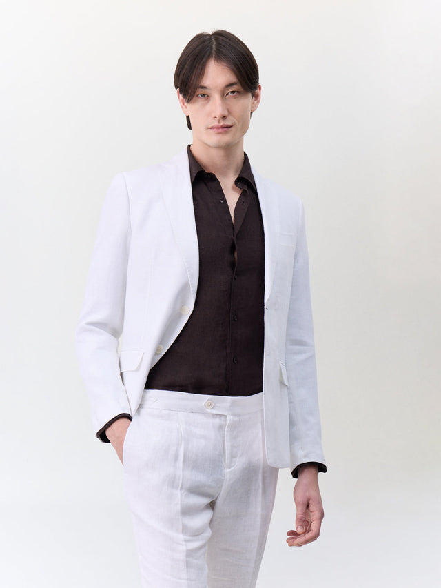 Veste coordonnable slim en lin blanc