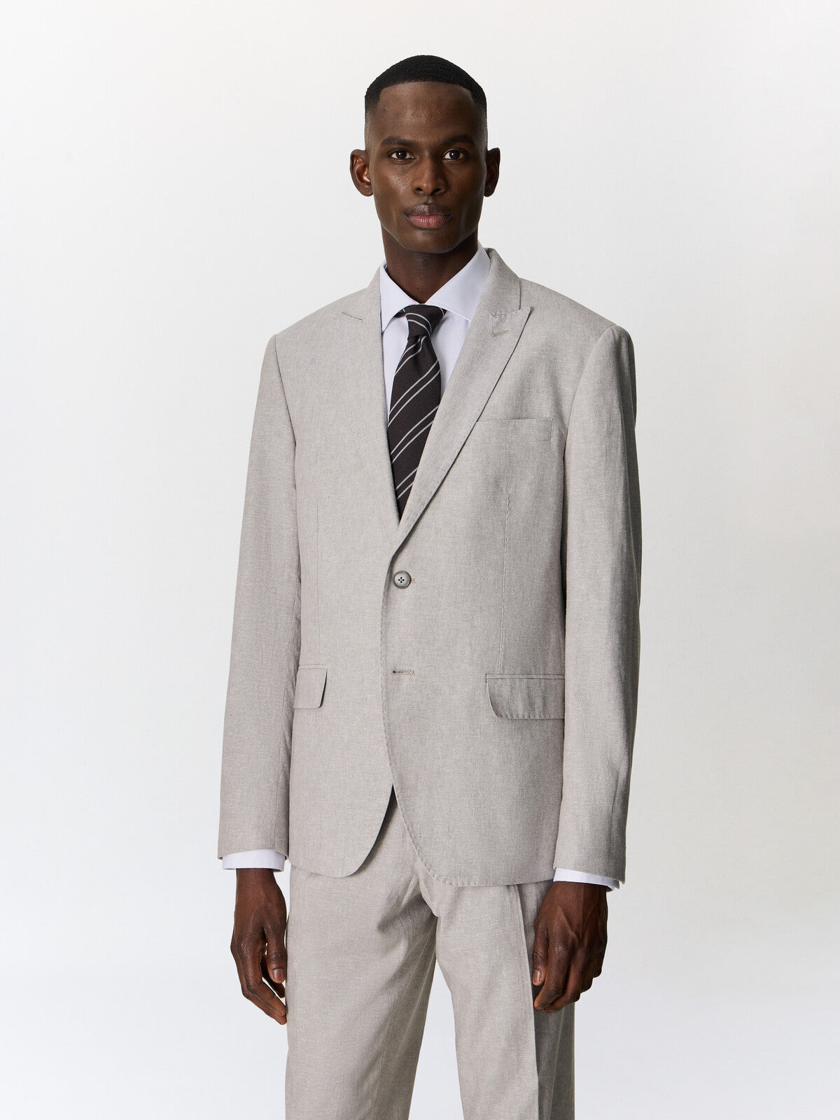 Veste Coordonnable Slim En Lin Et Coton Gris