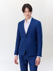 Veste coordonnable slim en lin bleu indigo