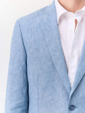 Veste Coordonnable Slim En Lin Bleu Jeans