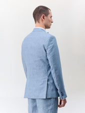 Veste Coordonnable Slim En Lin Bleu Jeans