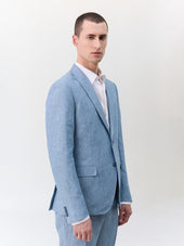 Veste coordonnable slim en lin bleu jeans
