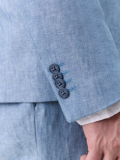 Veste Coordonnable Slim En Lin Bleu Jeans