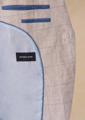 Veste Coordonnable Slim En Coton Et Lin Beiges Prince De Galles