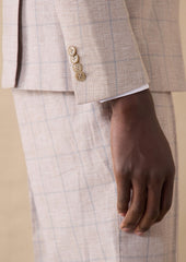 Veste Coordonnable Slim En Coton Et Lin Beiges Prince De Galles