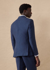 Veste Coordonnable Slim En Lin Uni Bleu Indigo