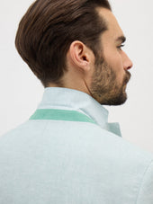 Veste Coordonnable Slim En Lin Vert D Eau