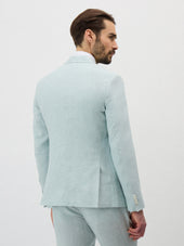 Veste Coordonnable Slim En Lin Vert D Eau