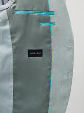 Veste Coordonnable Slim En Lin Vert D Eau