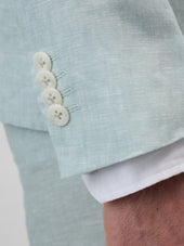 Veste Coordonnable Slim En Lin Vert D Eau
