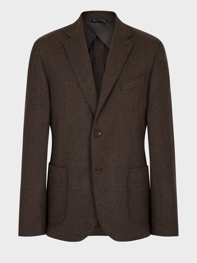 Veste regular en laine mélangée marron
