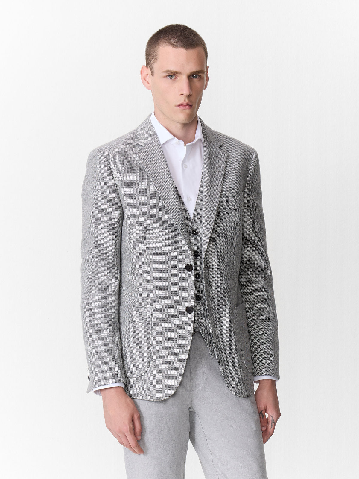 Veste Coordonnable Regular En Laine M Lang E Grise