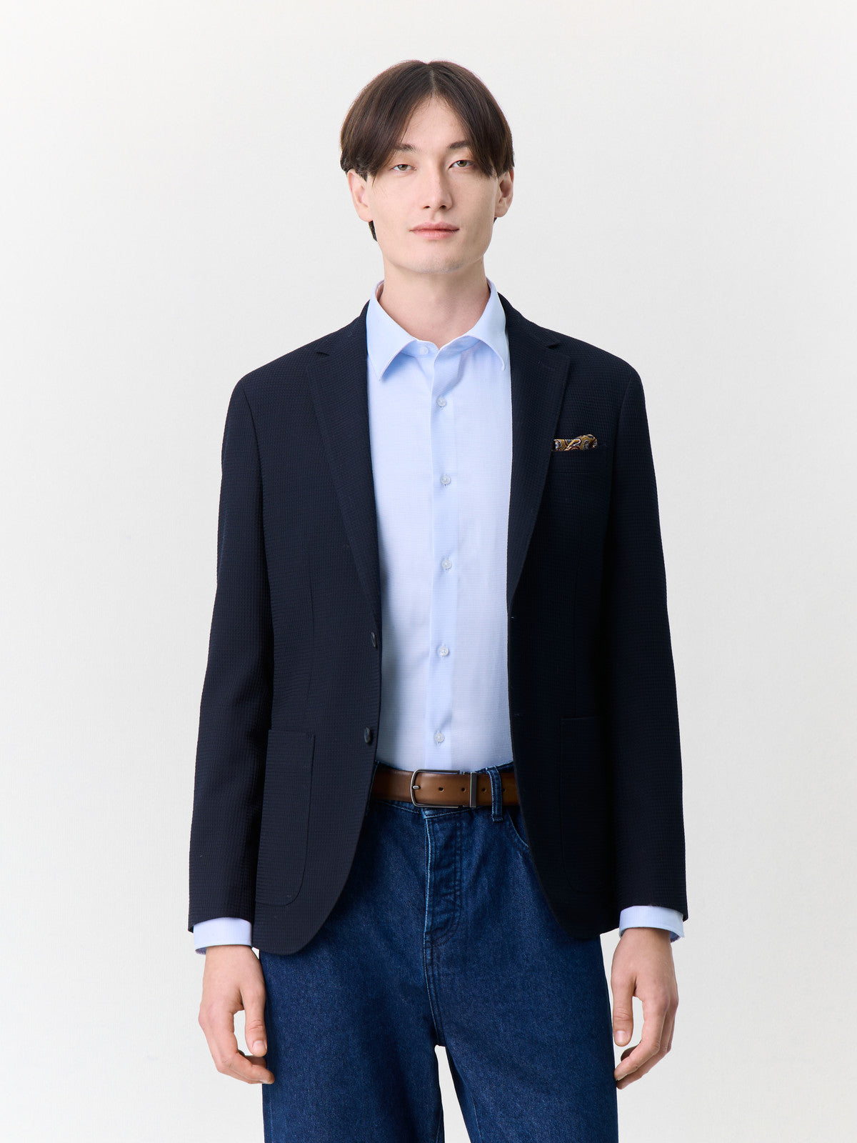 Veste Regular En Laine M Lang E Bleu Marine
