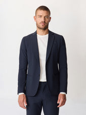 Veste coordonnable regular bleu marine à parementure amovible