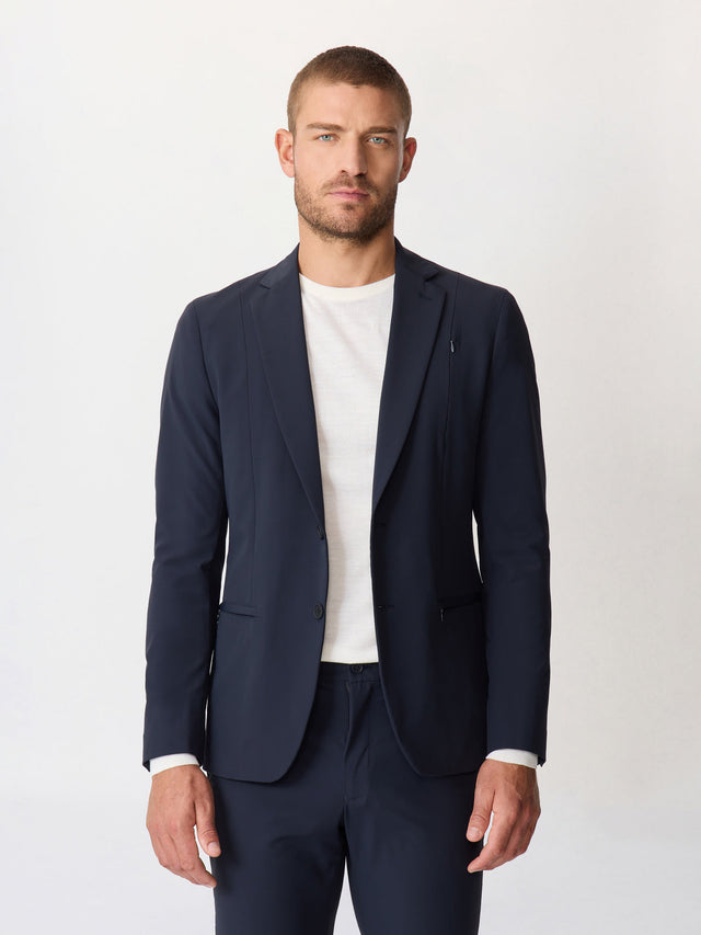 Veste coordonnable regular bleu marine à parementure amovible