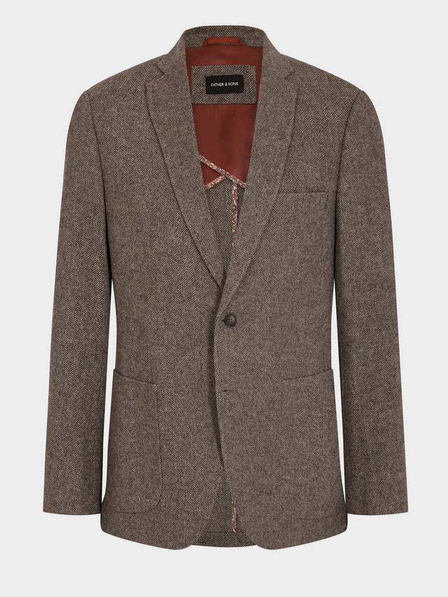 Veste coordonnable regular en laine mélangée marron