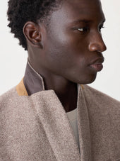Veste Regular En Laine Et Coton Marron Parementure Amovible