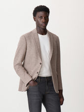 Veste Regular En Laine Et Coton Marron Parementure Amovible