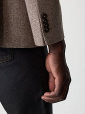 Veste Regular En Laine Et Coton Marron Parementure Amovible