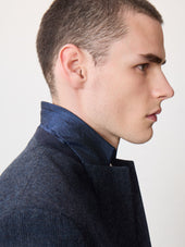 Veste Coordonnable Slim En Laine M Lang E Bleu Indigo Prince De Galles