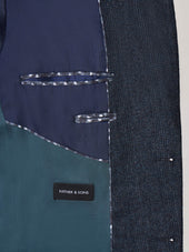 Veste Coordonnable Slim En Laine M Lang E Bleu Indigo Prince De Galles