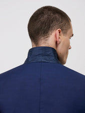 Veste De Costume Regular En Laine Marzotto Unie Bleu Indigo