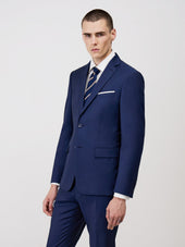 Veste de costume Regular en laine Marzotto unie bleu indigo