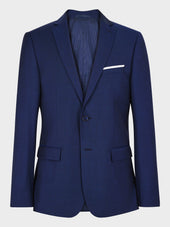 Veste De Costume Regular En Laine Marzotto Unie Bleu Indigo