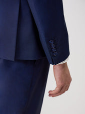 Veste De Costume Regular En Laine Marzotto Unie Bleu Indigo