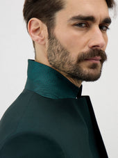 Veste De Costume Slim En Laine Vert Bouteille