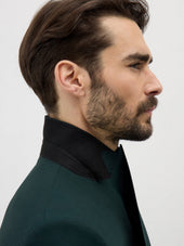 Veste De Costume Crois E Slim En Laine Vert Bouteille