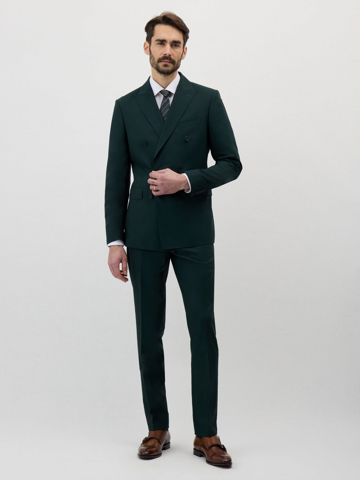 Veste De Costume Crois E Slim En Laine Vert Bouteille