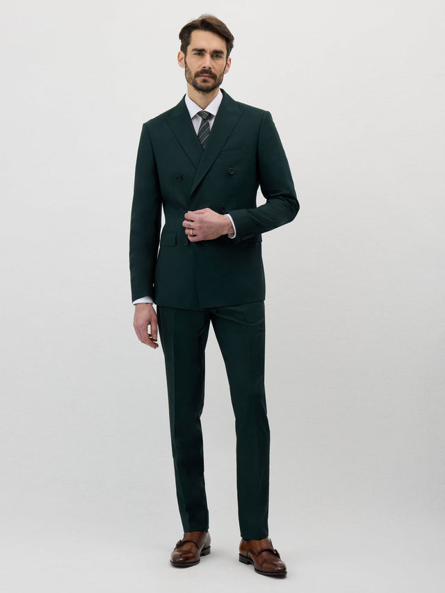 Veste de costume croisée Slim en laine vert bouteille