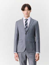Veste coordonnable regular en laine mélangée grise à rayures