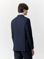 Veste Coordonnable Crois E Regular En Laine M Lang E Bleu Marine Rayures