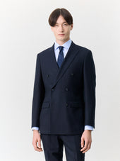 Veste coordonnable croisée regular en laine mélangée bleu marine à rayures