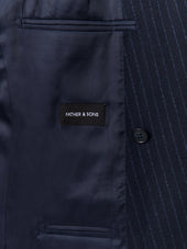 Veste Coordonnable Crois E Regular En Laine M Lang E Bleu Marine Rayures
