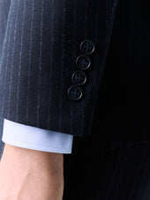 Veste Coordonnable Crois E Regular En Laine M Lang E Bleu Marine Rayures
