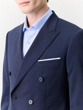 Veste De Costume Crois E Regular En Laine Bleu Marine